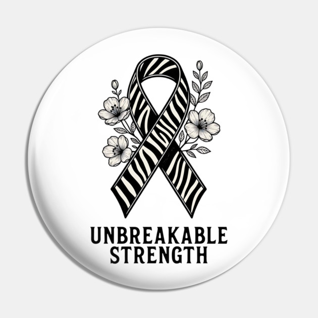 Neuroendocrine Cancer Awareness Zebra Ribbon - Unbreakable Strength Survivor Pin by Pixel Threads 