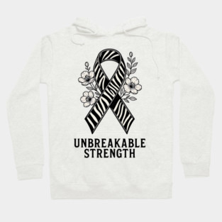 Neuroendocrine Cancer Awareness Zebra Ribbon - Unbreakable Strength Survivor Hoodie