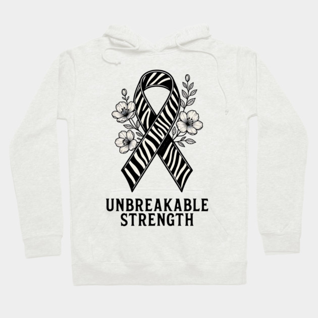 Neuroendocrine Cancer Awareness Zebra Ribbon - Unbreakable Strength Survivor Hoodie by Pixel Threads 