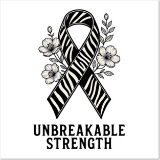 Neuroendocrine Cancer Awareness Zebra Ribbon - Unbreakable Strength Survivor Posters and Art