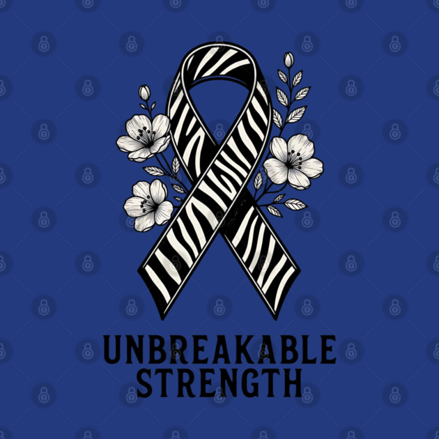 Neuroendocrine Cancer Awareness Zebra Ribbon - Unbreakable Strength Survivor by Pixel Threads 