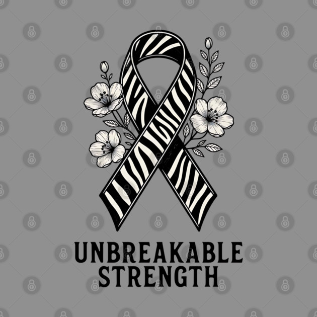 Neuroendocrine Cancer Awareness Zebra Ribbon - Unbreakable Strength Survivor by Pixel Threads 
