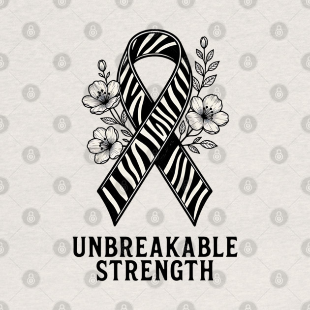 Neuroendocrine Cancer Awareness Zebra Ribbon - Unbreakable Strength Survivor by Pixel Threads 