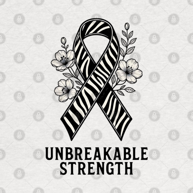 Neuroendocrine Cancer Awareness Zebra Ribbon - Unbreakable Strength Survivor by Pixel Threads 