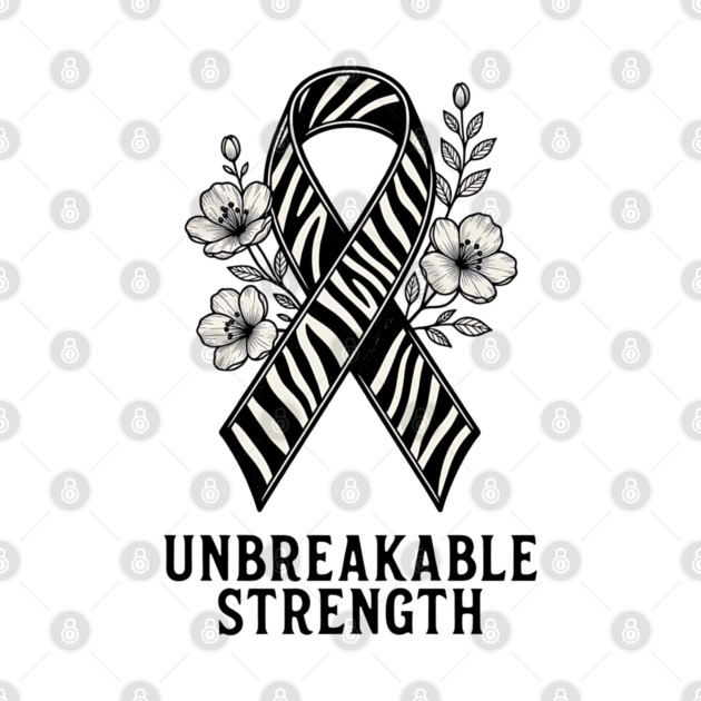 Neuroendocrine Cancer Awareness Zebra Ribbon - Unbreakable Strength Survivor by Pixel Threads 