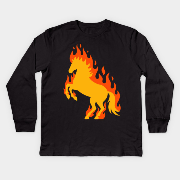 Fire Horse Kids Long Sleeve T-Shirt by CreativeSage