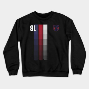 American USA Flag Soccer Jersey Favorite Lucky Number 91 Women Men Crewneck Sweatshirt