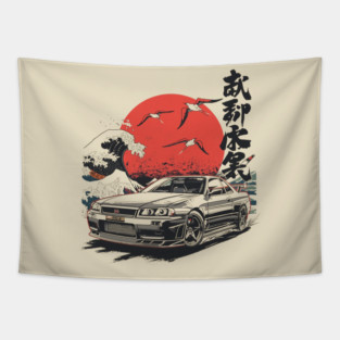Japanese Car Culture Design Tapestry