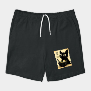 Kawaii Cat with Ramen Illustration Shorts