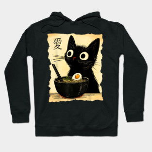 Kawaii Cat with Ramen Illustration Hoodie