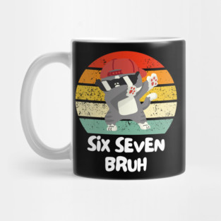 Six Seven Bruh Cool Cat Dabbing Meme Mug