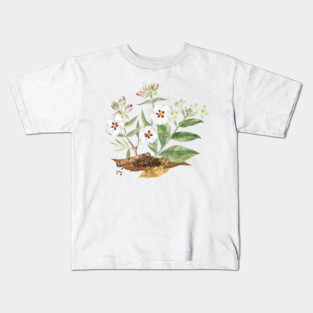 Rockrose and Tobacco Watercolor Illustration Kids T-Shirt
