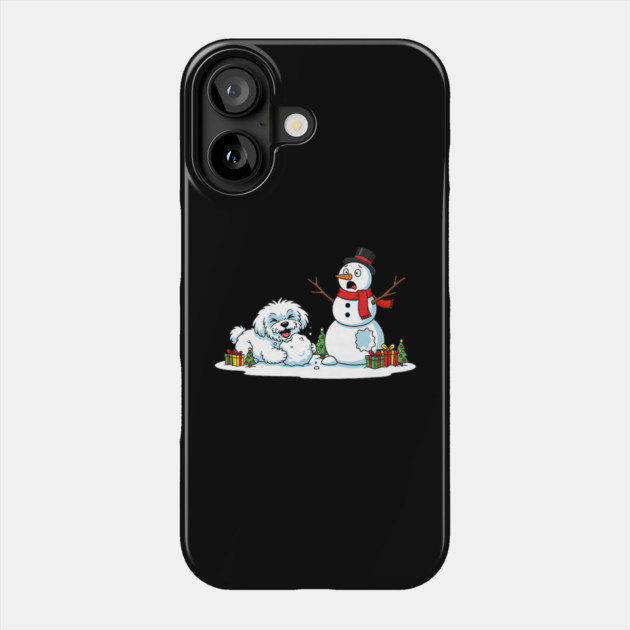 Funny Maltese Snowman Christmas Tree Xmas Phone Case by yangho