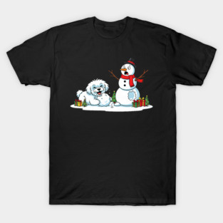 Funny Maltese Snowman Christmas Tree Xmas T-Shirt