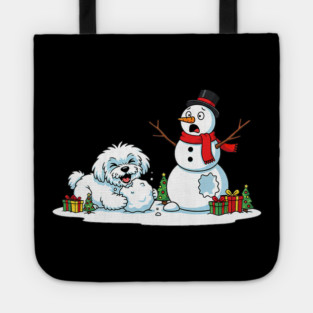 Funny Maltese Snowman Christmas Tree Xmas Tote