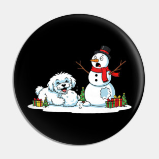 Funny Maltese Snowman Christmas Tree Xmas Pin