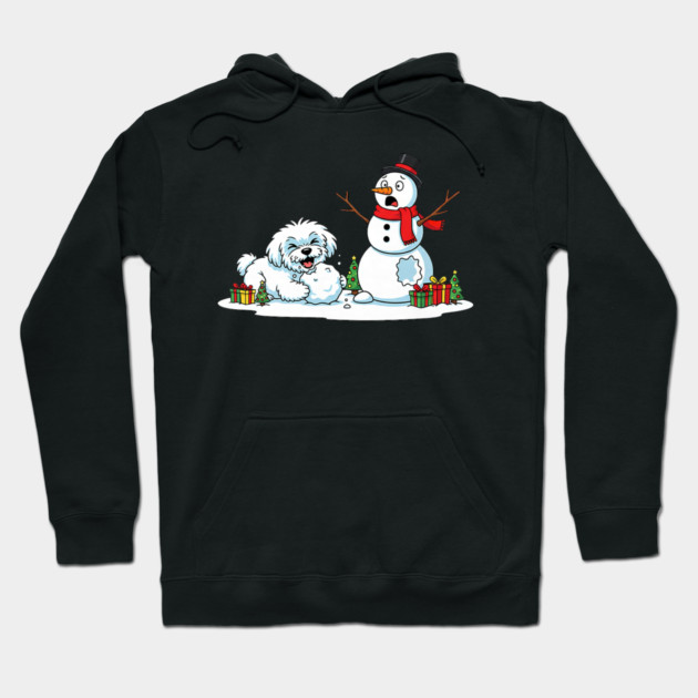 Funny Maltese Snowman Christmas Tree Xmas Hoodie by yangho