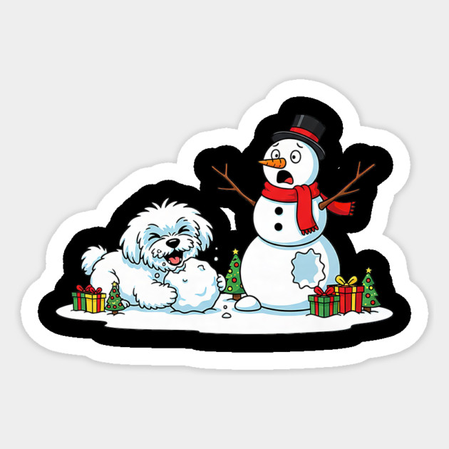 Funny Maltese Snowman Christmas Tree Xmas Sticker by yangho
