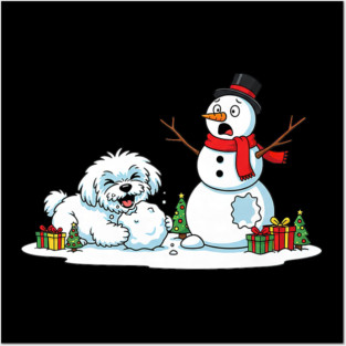 Funny Maltese Snowman Christmas Tree Xmas Posters and Art
