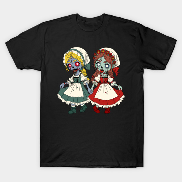 Zombie Snow-White and Rose-Red T-Shirt by H. R. Sinclair