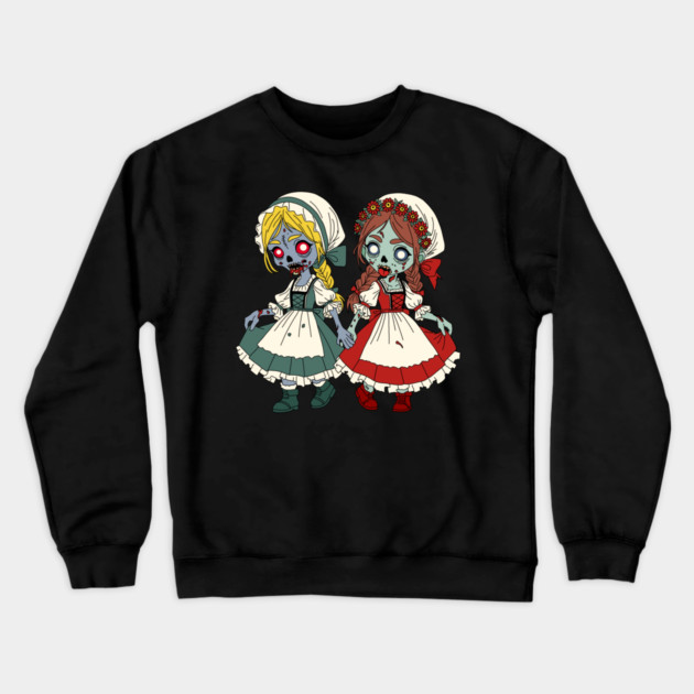 Zombie Snow-White and Rose-Red Crewneck Sweatshirt by H. R. Sinclair