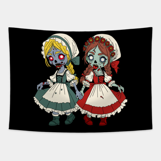 Zombie Snow-White and Rose-Red Tapestry by H. R. Sinclair