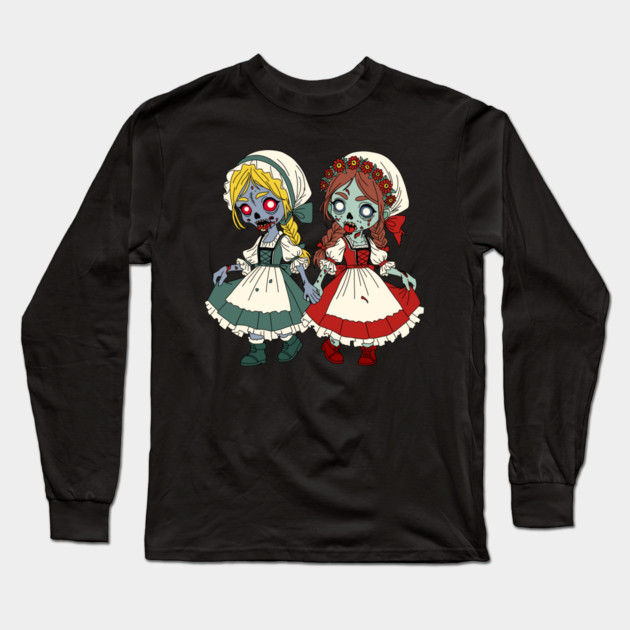 Zombie Snow-White and Rose-Red Long Sleeve T-Shirt by H. R. Sinclair