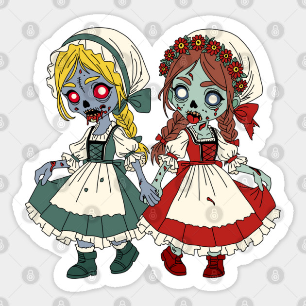Zombie Snow-White and Rose-Red Sticker by H. R. Sinclair