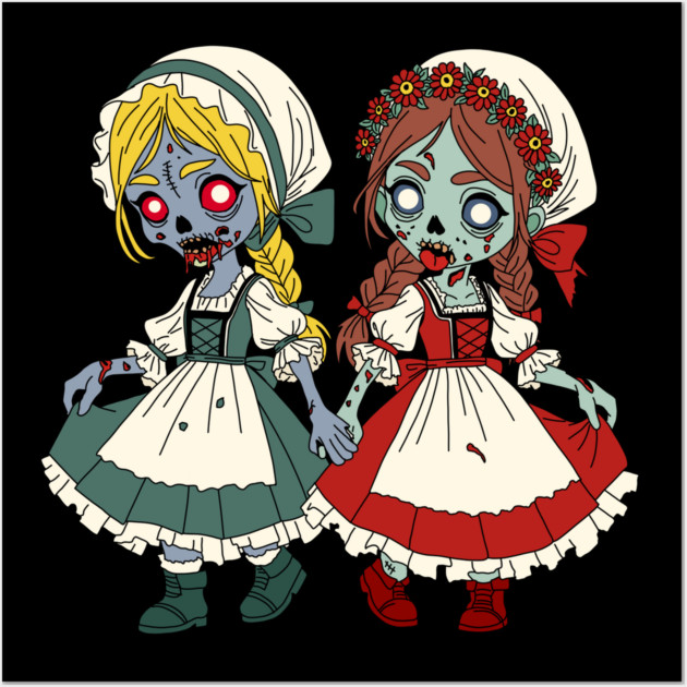 Zombie Snow-White and Rose-Red Wall Art by H. R. Sinclair