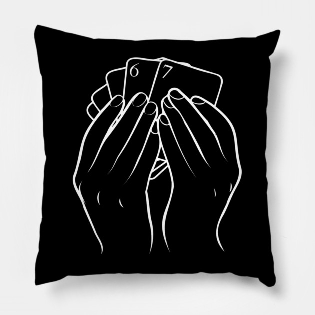 Hand Holding Cards 67 Pillow by Creatifly Graphic Tees