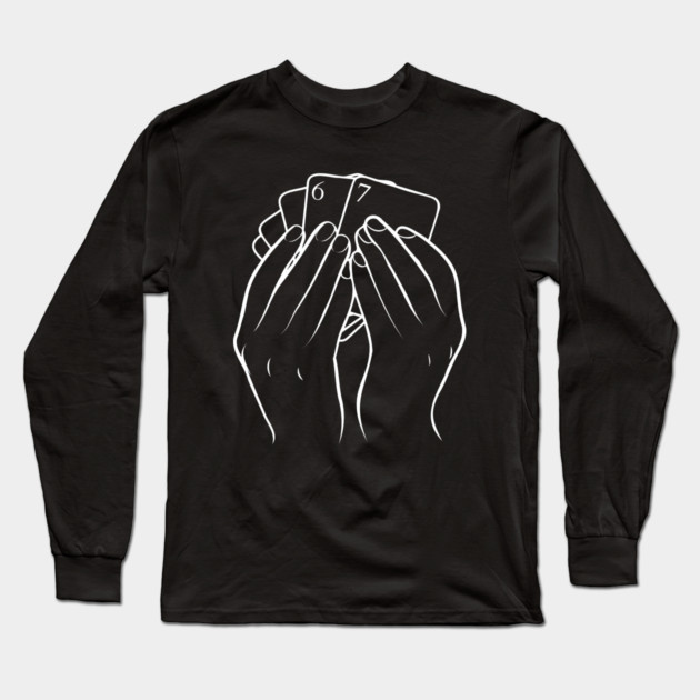 Hand Holding Cards 67 Long Sleeve T-Shirt by Creatifly Graphic Tees