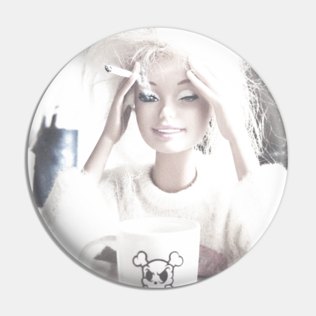Burnout Doll Morning Pin by Wrongteeshirt
