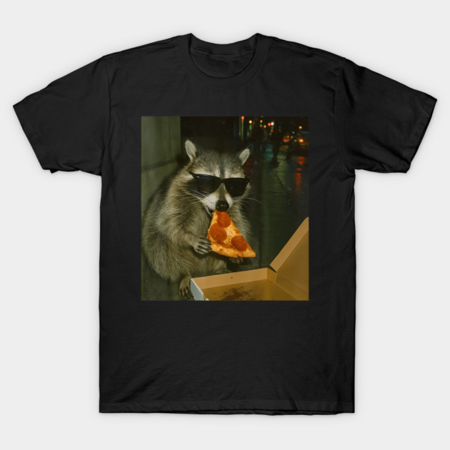 Funny Raccoon Eating Pizza Animal Meme T-Shirt