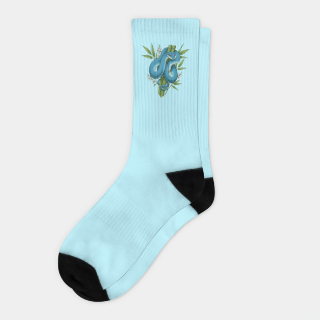 Blue Pit Viper Snake On Bamboo Socks by BirdsnStuff