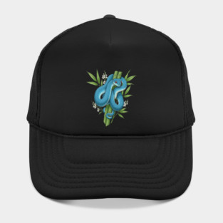 Blue Pit Viper Snake On Bamboo Hat