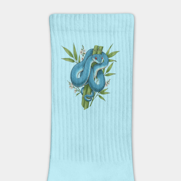 Blue Pit Viper Snake On Bamboo by BirdsnStuff