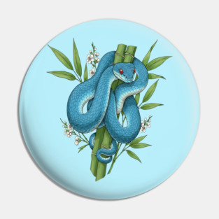 Blue Pit Viper Snake On Bamboo Pin