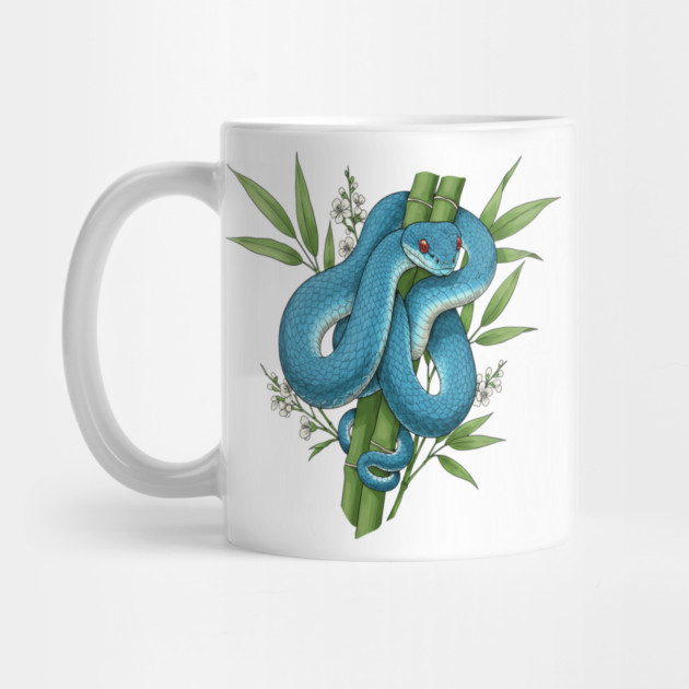 Blue Pit Viper Snake On Bamboo by BirdsnStuff