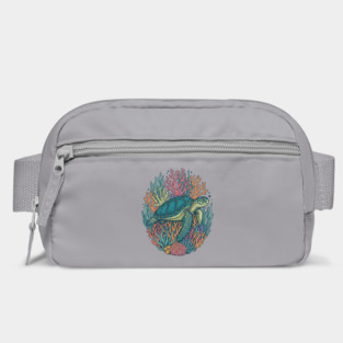 Green Sea Turtle Ocean Coral Illustration Bag
