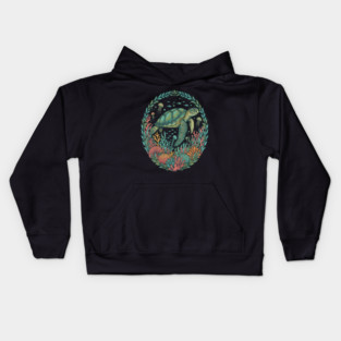 Green Sea Turtle Ocean Reef Illustration Kids Hoodie