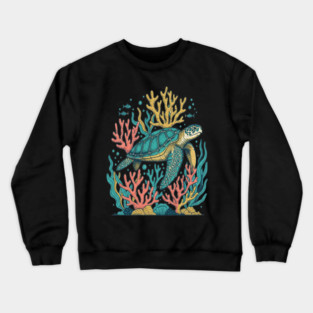 Green Sea Turtle Ocean Coral Reef Crewneck Sweatshirt