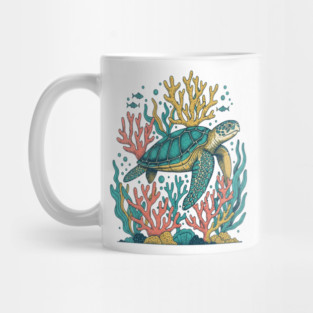 Green Sea Turtle Ocean Coral Reef Mug