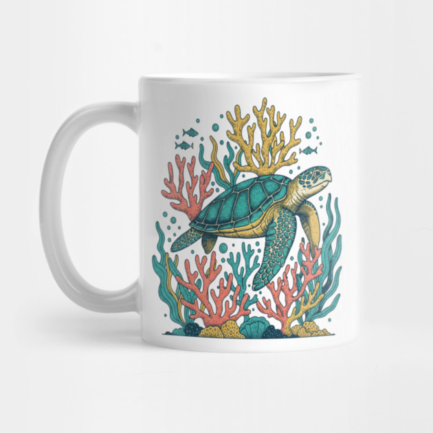 Green Sea Turtle Ocean Coral Reef by BirdsnStuff