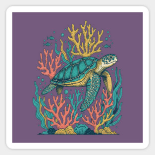 Green Sea Turtle Ocean Coral Reef Magnet