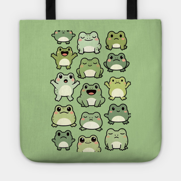 Frog Doodle Pattern - Kawaii Gift for Kids, Boys and Girls Tote by Pixel Threads 