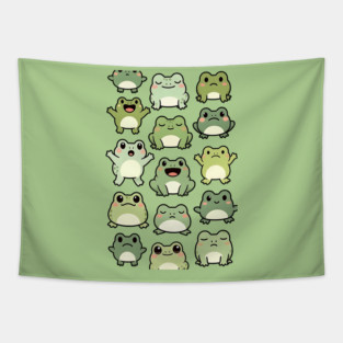 Frog Doodle Pattern - Kawaii Gift for Kids, Boys and Girls Tapestry