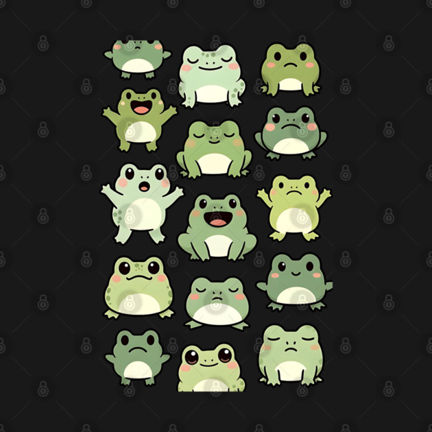 Frog Doodle Pattern - Kawaii Gift for Kids, Boys and Girls by Pixel Threads 