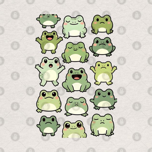 Frog Doodle Pattern - Kawaii Gift for Kids, Boys and Girls by Pixel Threads 