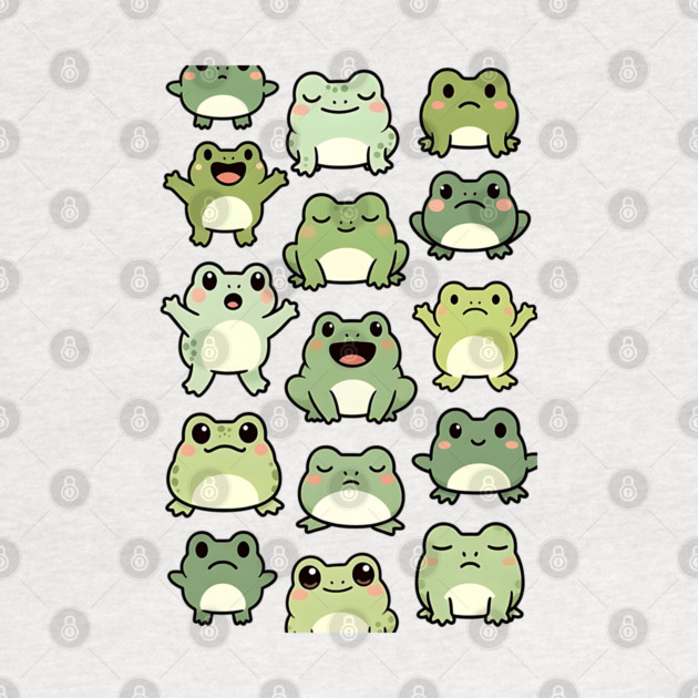 Frog Doodle Pattern - Kawaii Gift for Kids, Boys and Girls by Pixel Threads 