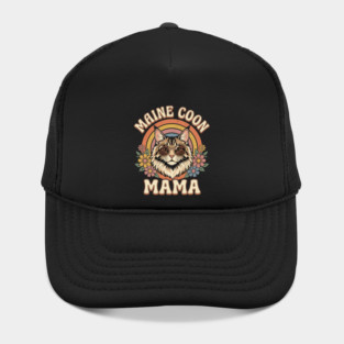 Maine Coon Mama Cat Lover Retro Rainbow Hat